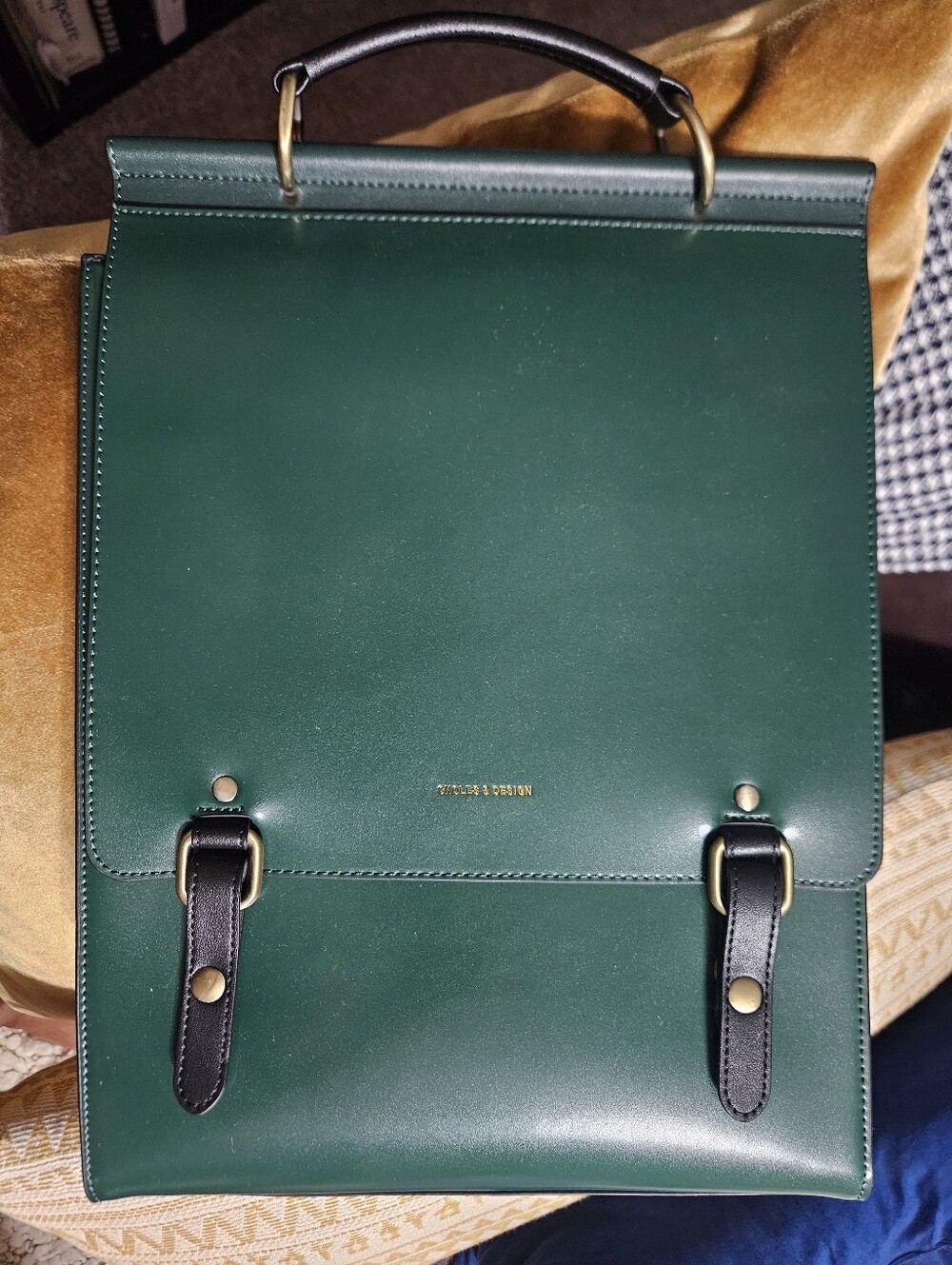 Women's Green Leather Backpack - Structured Satchel